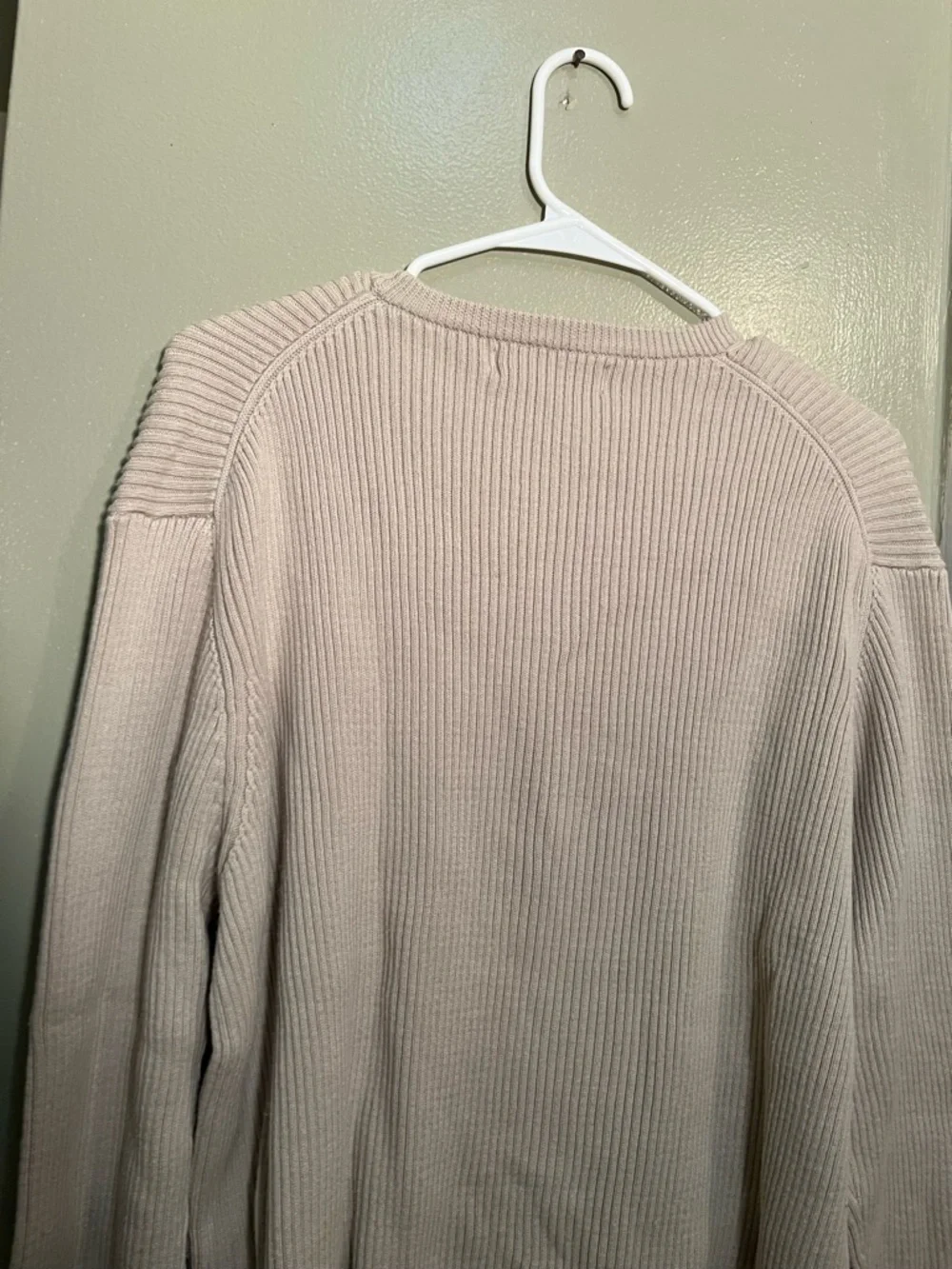 Vintage Banana Republic Men's Sz Large Crewneck T-Shirt Beige Ribbed Long Sleeve
